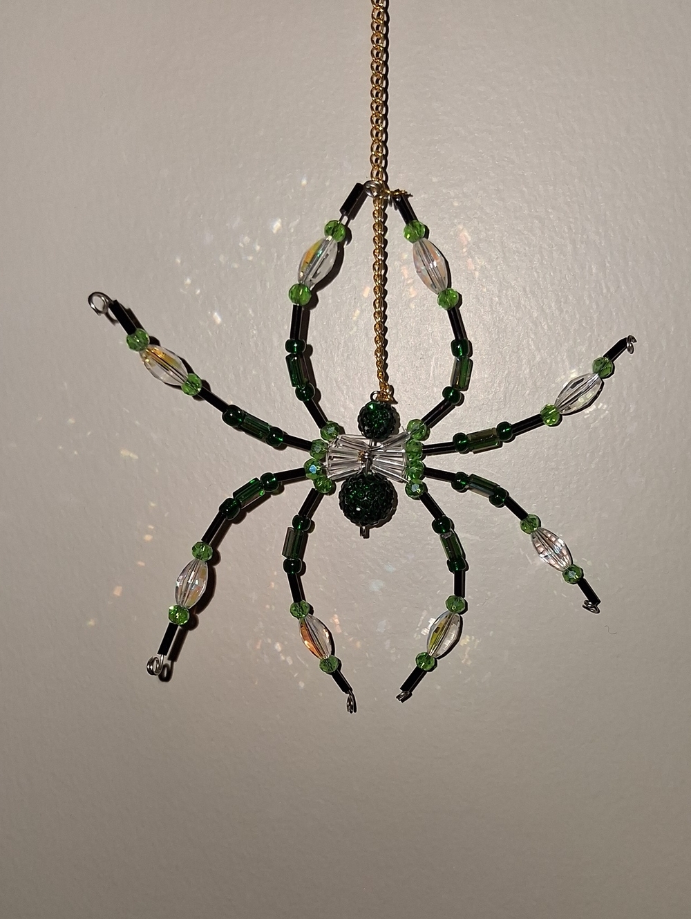 Beaded Green Spider Ornament
